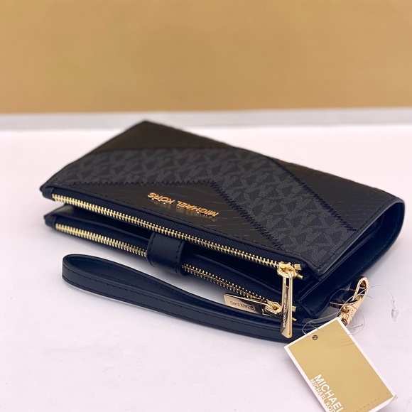 Michael Kors DoubleZip Wallet Wristlet Phone Case Black Multi - Picture 6 of 13